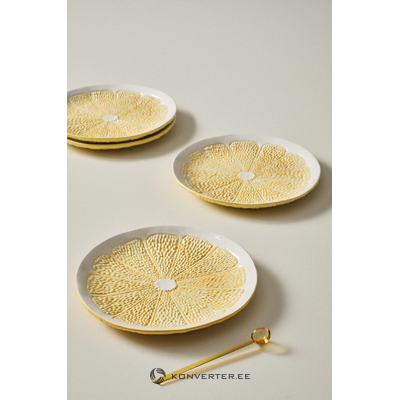 Yellow-white plate set 4 pcs (lemon) ø27cm