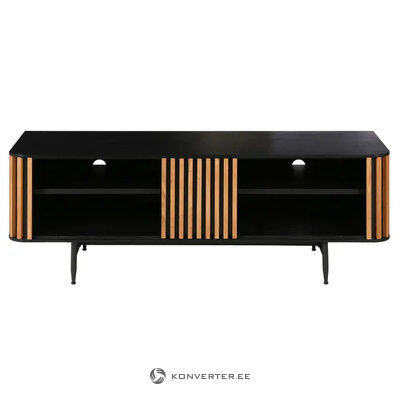 Black TV Stand with Wood Details Linea (Pro Living)