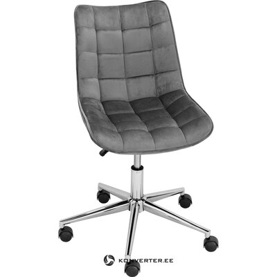 Pilkos spalvos aksominė biuro kėdė su spynos defektu