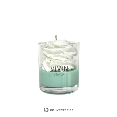 Matcha latte scented soy candle with foam