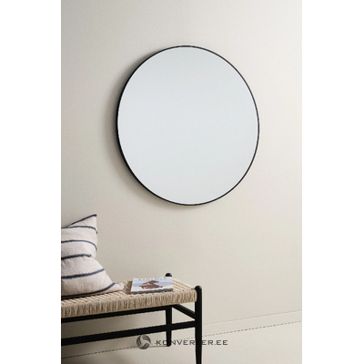 Wall mirror with matte black frame (meghan) ø100