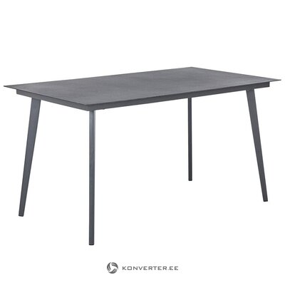 Gray metal dining table with mileto blemishes