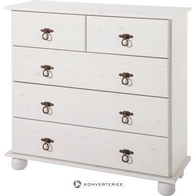 White solid wood chest of drawers with 5 drawers finca