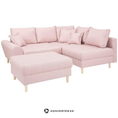 Rožinė kampinė sofa-lova (ryžiai)