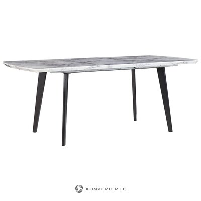 Melns izvelkamais pusdienu galds ar marmora imitāciju (mosby) 160-200x90