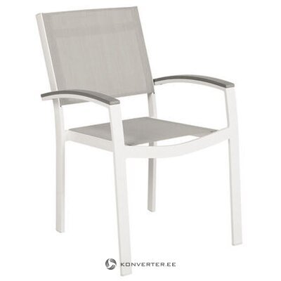Gray aluminum garden chair without family