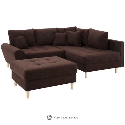 Tamsiai ruda kampinė sofa-lova (ryžiai) (su defektu) dėžutėje, defektuota.