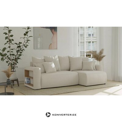 Light Pink L-Shaped Sofa Bed with Shelf (Solero L) Komfort