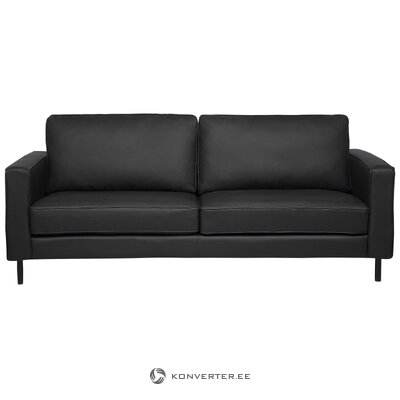 3-местный черный кожаный диван савелен