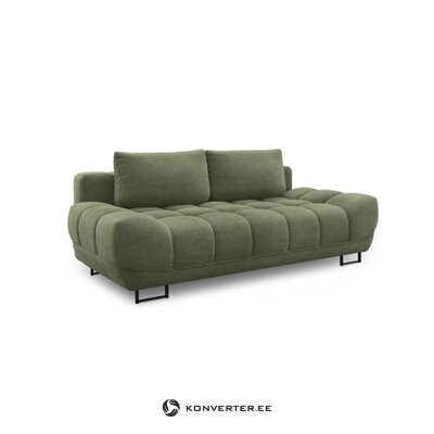3-istuttava sohva (vihreä, kangasrakenne), jossa kosmeettinen vika