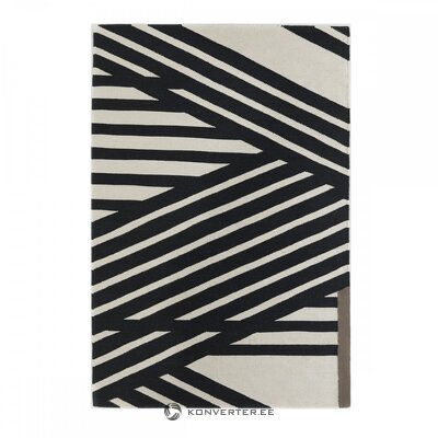 Black-beige patterned wool carpet stripes (afkliving) 140x200 whole