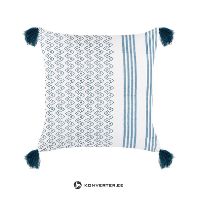 Baltai mėlynas raštuotas medvilninis pagalvės užvalkalas (tilia) 45x45 su grožio trūkumu