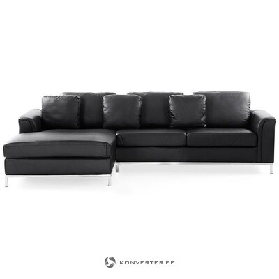 Black leather corner sofa Oslo intact