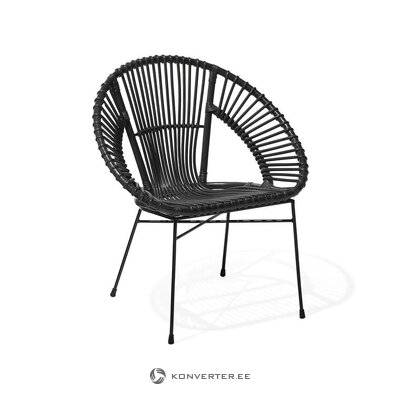 Black rattan garden chair in a row