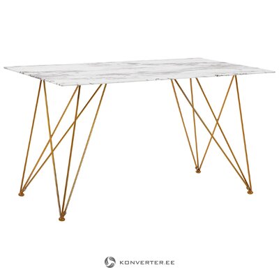 Обеденный стол с имитацией белого мрамора (кентон) 140х80