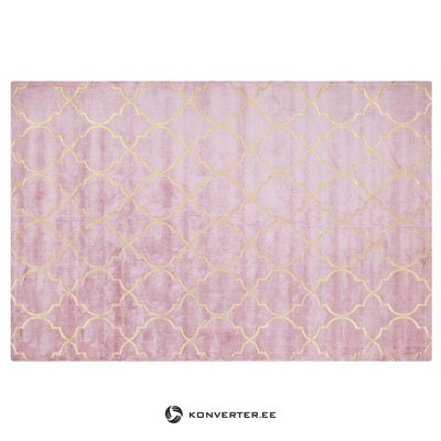 Pink-gold patterned viscose rug with yelk (140x200) beauty flaws