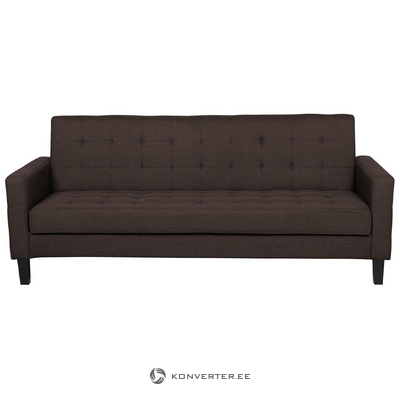 Brown three-seater sofa bed (vehkoo)