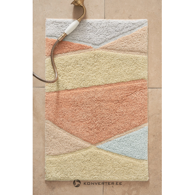Multi-colored cotton bathroom rug (wave) 50x80