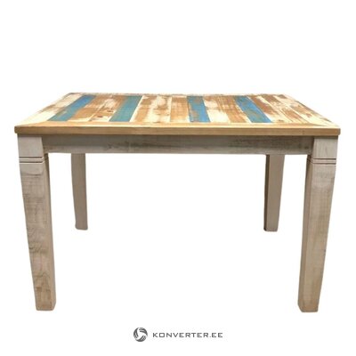 Дизайнерский обеденный стол из массива дерева с рисунком (120x90)