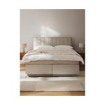 Šviesiai smėlio spalvos kontinentinė lova su daiktadėže (Livia) 180x200