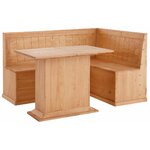 Set of solid wood corner bench with storage + solid wood dining table (sara)