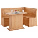 Set of solid wood corner bench with storage + solid wood dining table (sara)