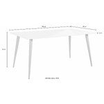 Valkoinen korkeakiiltoinen ruokapöytä 160x80cm haapa, jossa virheitä