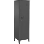 A gray metal storage cabinet was intact