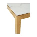 Medinio dizaino pietų stalas su lengvu akmeniniu stalviršiu (jackson) su kosmetiniais trūkumais