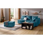 Mėlyna kampinė sofa-lova Italijoje nepažeista