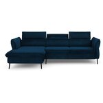 Синий бархатный угловой диван-кровать Valentina (milo casa) 250см с изъяном красоты