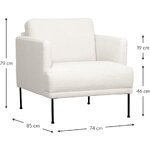 Valkoinen tekoturkista valmistettu nojatuoli (fluente) ehjä