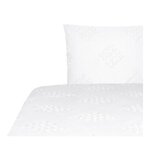 Balts perkalo bohoo stila gultas veļas komplekts (fia) 135x200cm + 80x80cm vesels, zāles paraugs