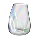 Glass flower vase (rainbow) with beauty flaws.