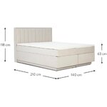 Cream continental bed (livia) 140x200 whole