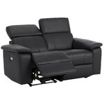 Черный полный кожаный 2-местный диван с функцией релаксации binado целый