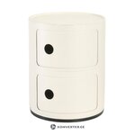 Valkoinen design-yöpöytä componibili (kartelli), jossa kauneusvirheitä