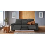 Pilkos spalvos odinė 3-vietė sofa su atsipalaidavimo funkcija stiliaus vietomis pareli visuma