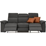 Pelēks ādas 3-vietīgs dīvāns ar relaksācijas funkciju vietas stila pareli vesels