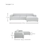Didelė šviesi kampinė sofa (melva) su grožio trūkumais