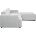 Didelė šviesi kampinė sofa (melva) su grožio trūkumais