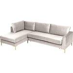 Taupe shade velvet with beauty flaws of the corner sofa bed (luna).