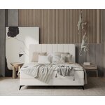 Šviesiai pilka kontinentinė lova aggaz (Johnson stiliaus) 140x200 nepažeista