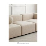 Šviesiai smėlio spalvos modulinė kampinė sofa (lena) su kosmetiniais defektais.