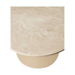 Smėlio spalvos ovalus marmurinis pietų stalas (miley) 90x120 su dėmėmis