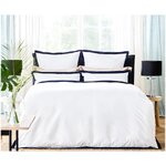 White 2-piece bedding set with dark blue border (joanna) intact