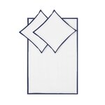 White 2-piece bedding set with dark blue border (joanna) intact