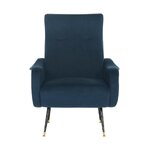 Tumši zila dizaina samta krēsls elicia (safavieh) neskarts
