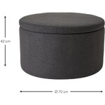 Tumši pelēka pufa ar glabātuvi (alida)