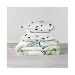 White leaf motif cotton blanket bag delicate (happy friday) 135x200 intact